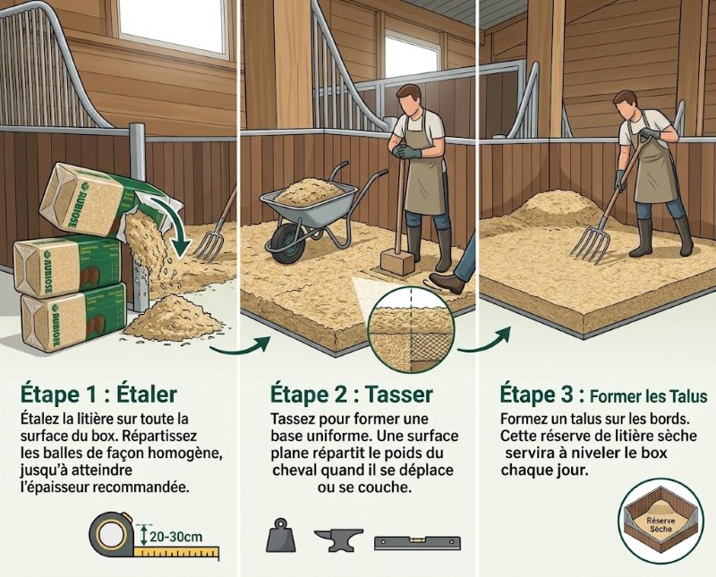 quantité de litière de chanvre pour un box de cheval